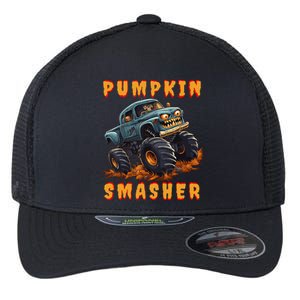 Zombie Monster Truck Pumpkin Smasher Halloween Costume Kids Flexfit Unipanel Trucker Cap