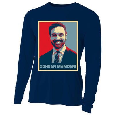 Zohran Mamdani Vintage Poster Design Cooling Performance Long Sleeve Crew