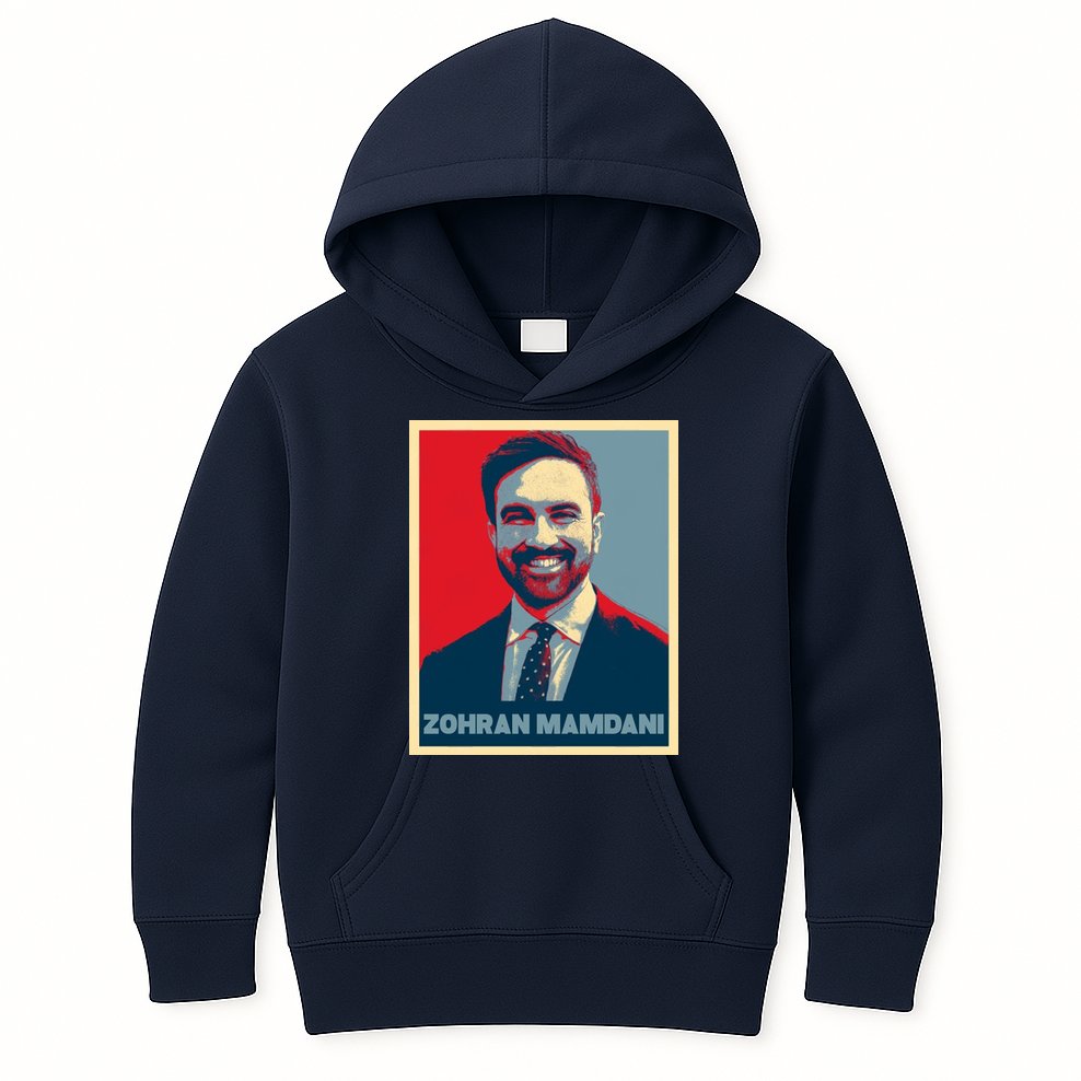 Zohran Mamdani Vintage Poster Design Kids Hoodie