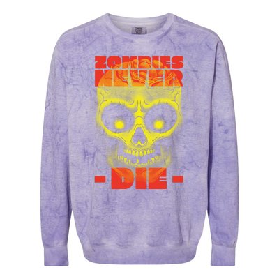 Zombies Never Die Colorblast Crewneck Sweatshirt