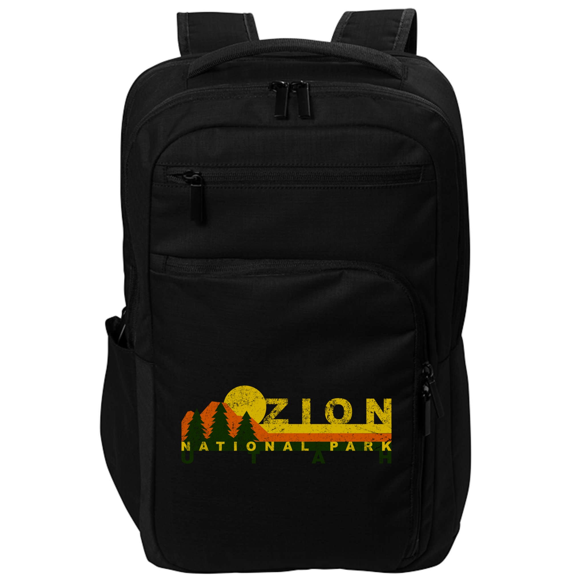 Zion National Park Sunny Mountain Treeline Gift Impact Tech Backpack