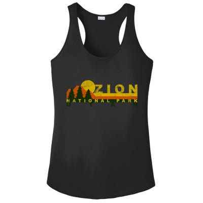Zion National Park Sunny Mountain Treeline Gift Ladies PosiCharge Competitor Racerback Tank