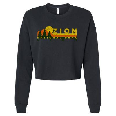 Zion National Park Sunny Mountain Treeline Gift Cropped Pullover Crew