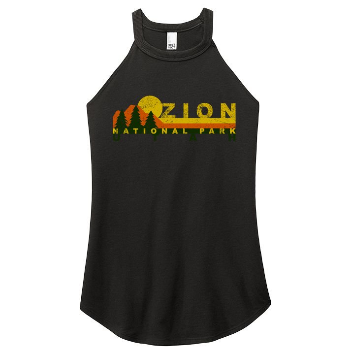 Zion National Park Sunny Mountain Treeline Gift Women's Perfect Tri Rocker Tank