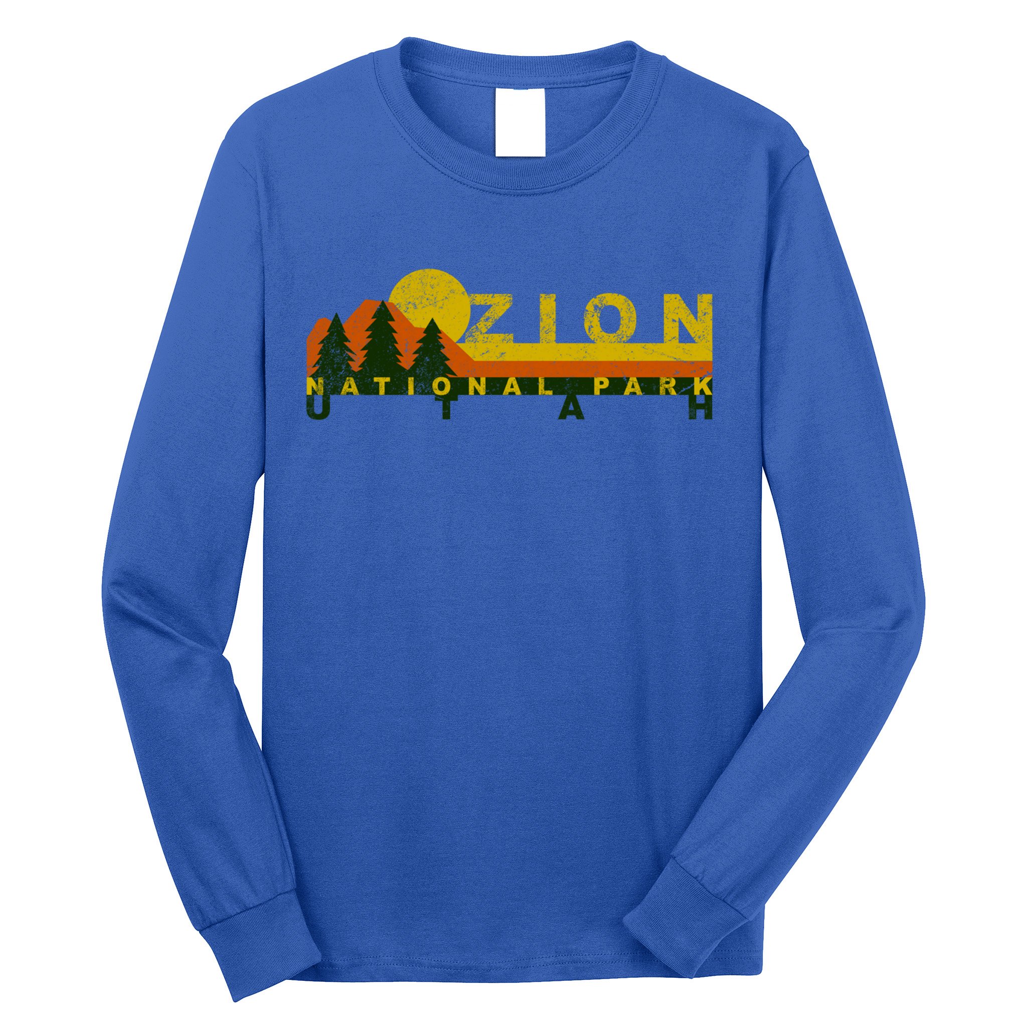 Zion National Park Sunny Mountain Treeline Gift Long Sleeve Shirt