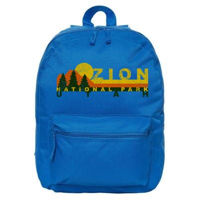 Zion National Park Sunny Mountain Treeline Gift 16 in Basic Backpack