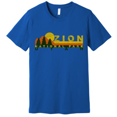 Zion National Park Sunny Mountain Treeline Gift Premium T-Shirt