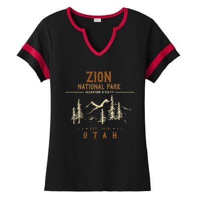 Zion National Park Us Nationalpark In Utah Ladies Halftime Notch Neck Tee