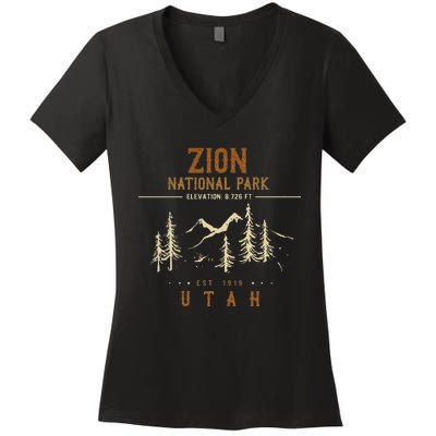 Zion National Park Us Nationalpark In Utah Women's V-Neck T-Shirt