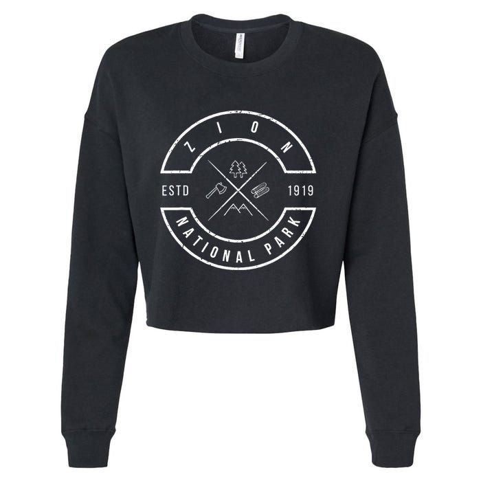 Zion National Park Utah Emblem Ut Souvenir Cropped Pullover Crew