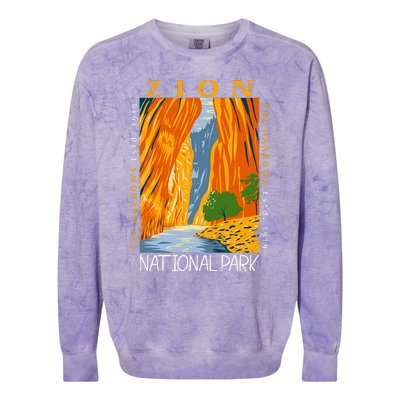 Zion National Park Utah Vintage The Narrows Vintage Colorblast Crewneck Sweatshirt