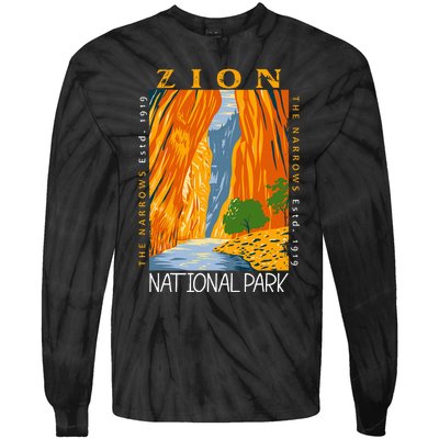 Zion National Park Utah Vintage The Narrows Vintage Tie-Dye Long Sleeve Shirt