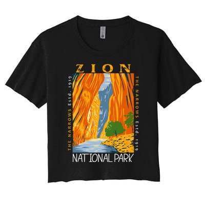 Zion National Park Utah Vintage The Narrows Vintage Women's Crop Top Tee