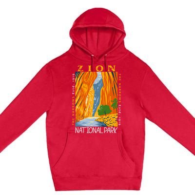 Zion National Park Utah Vintage The Narrows Vintage Premium Pullover Hoodie