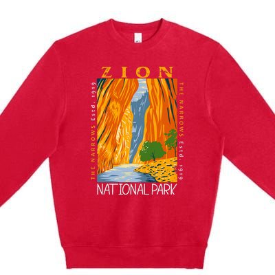 Zion National Park Utah Vintage The Narrows Vintage Premium Crewneck Sweatshirt