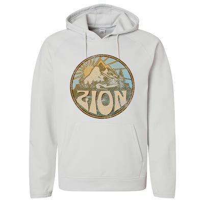 Zion National Park Utah Nature Mountains Hiking Outdoors Performance Fleece Hoodie