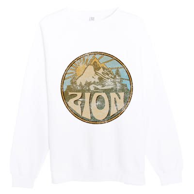 Zion National Park Utah Nature Mountains Hiking Outdoors Premium Crewneck Sweatshirt