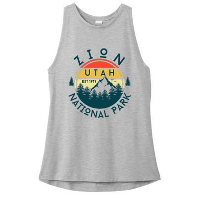 Zion National Park Utah Nature Hiking Outdoors Ladies PosiCharge Tri-Blend Wicking Tank