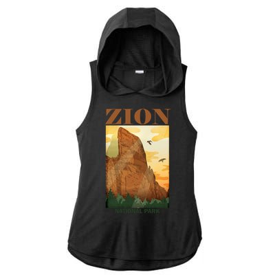 Zion National Park Vintage Ladies PosiCharge Tri-Blend Wicking Draft Hoodie Tank