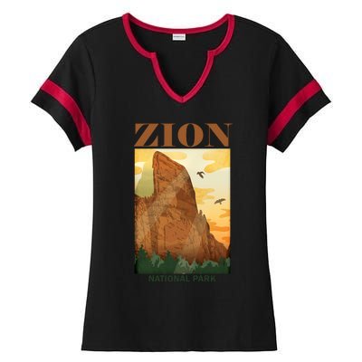 Zion National Park Vintage Ladies Halftime Notch Neck Tee