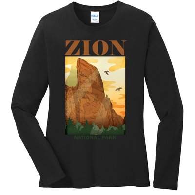 Zion National Park Vintage Ladies Long Sleeve Shirt