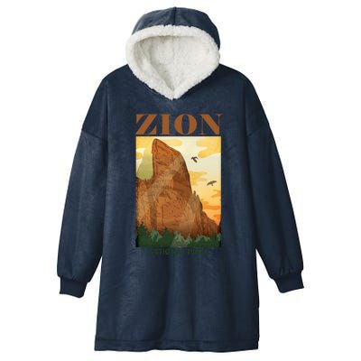 Zion National Park Vintage Hooded Wearable Blanket