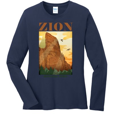 Zion National Park Vintage Ladies Long Sleeve Shirt