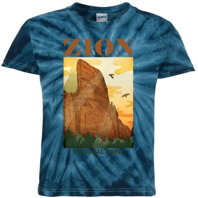 Zion National Park Vintage Kids Tie-Dye T-Shirt