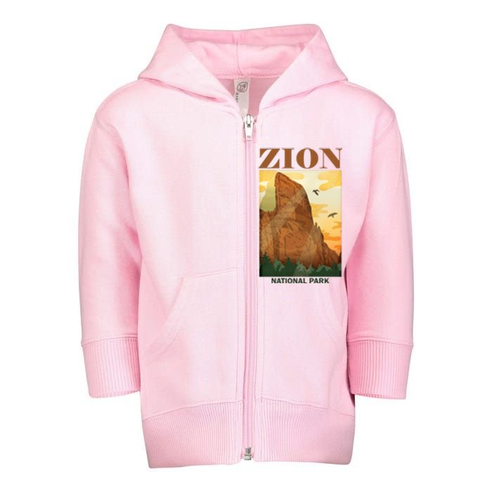 Zion National Park Vintage Toddler Zip Fleece Hoodie