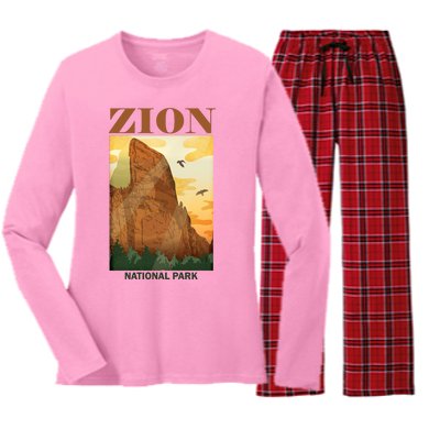 Zion National Park Vintage Women's Long Sleeve Flannel Pajama Set 