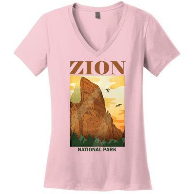 Zion National Park Vintage Women's V-Neck T-Shirt