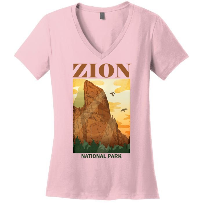 Zion National Park Vintage Women's V-Neck T-Shirt