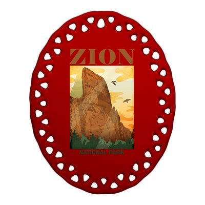 Zion National Park Vintage Ceramic Oval Ornament