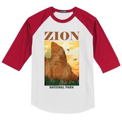 Zion National Park Vintage Kids Colorblock Raglan Jersey