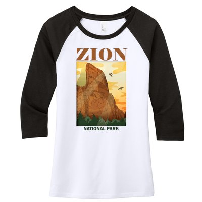 Zion National Park Vintage Women's Tri-Blend 3/4-Sleeve Raglan Shirt