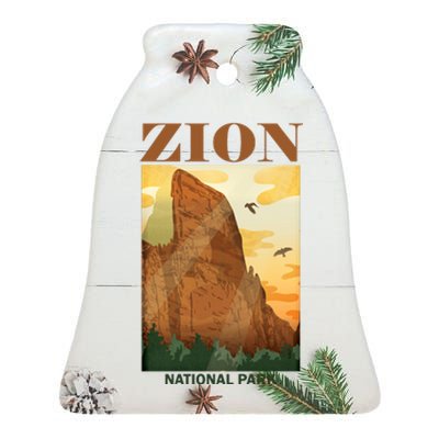 Zion National Park Vintage Ceramic Bell Ornament