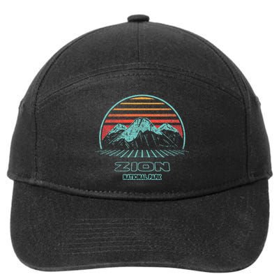 Zion National Park Retro Hiking Vintage 80s Style 7-Panel Snapback Hat