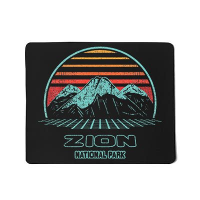 Zion National Park Retro Hiking Vintage 80s Style Mousepad