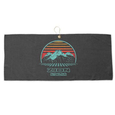 Zion National Park Retro Hiking Vintage 80s Style Large Microfiber Waffle Golf Towel