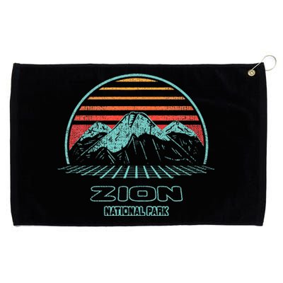 Zion National Park Retro Hiking Vintage 80s Style Grommeted Golf Towel