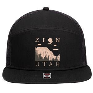 Zion National Park Hiking Adventure 7 Panel Mesh Trucker Snapback Hat