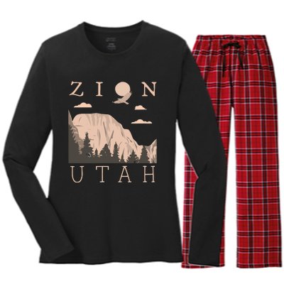 Zion National Park Hiking Adventure Women's Long Sleeve Flannel Pajama Set 