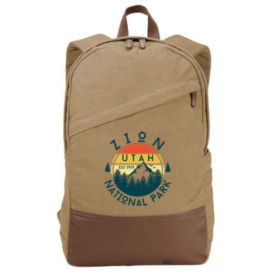 Zion National Park Utah Nature Hiking Outdoors Cotton Canvas Backpack