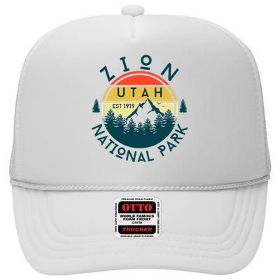 Zion National Park Utah Nature Hiking Outdoors High Crown Mesh Back Trucker Hat