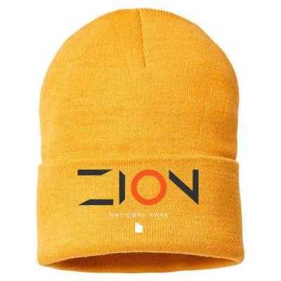 Zion National Park Utah Tonal Retro Sustainable Knit Beanie