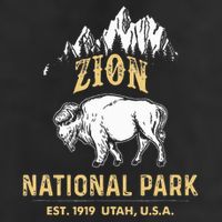 Zion National Park Utah Usa Bison Buffalo 7 Panel Mesh Trucker Snapback Hat