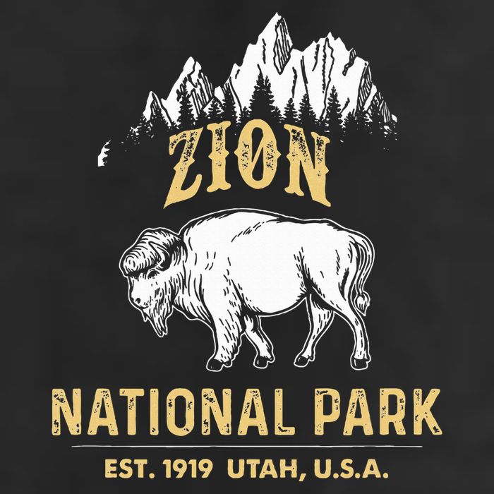 Zion National Park Utah Usa Bison Buffalo 7 Panel Mesh Trucker Snapback Hat