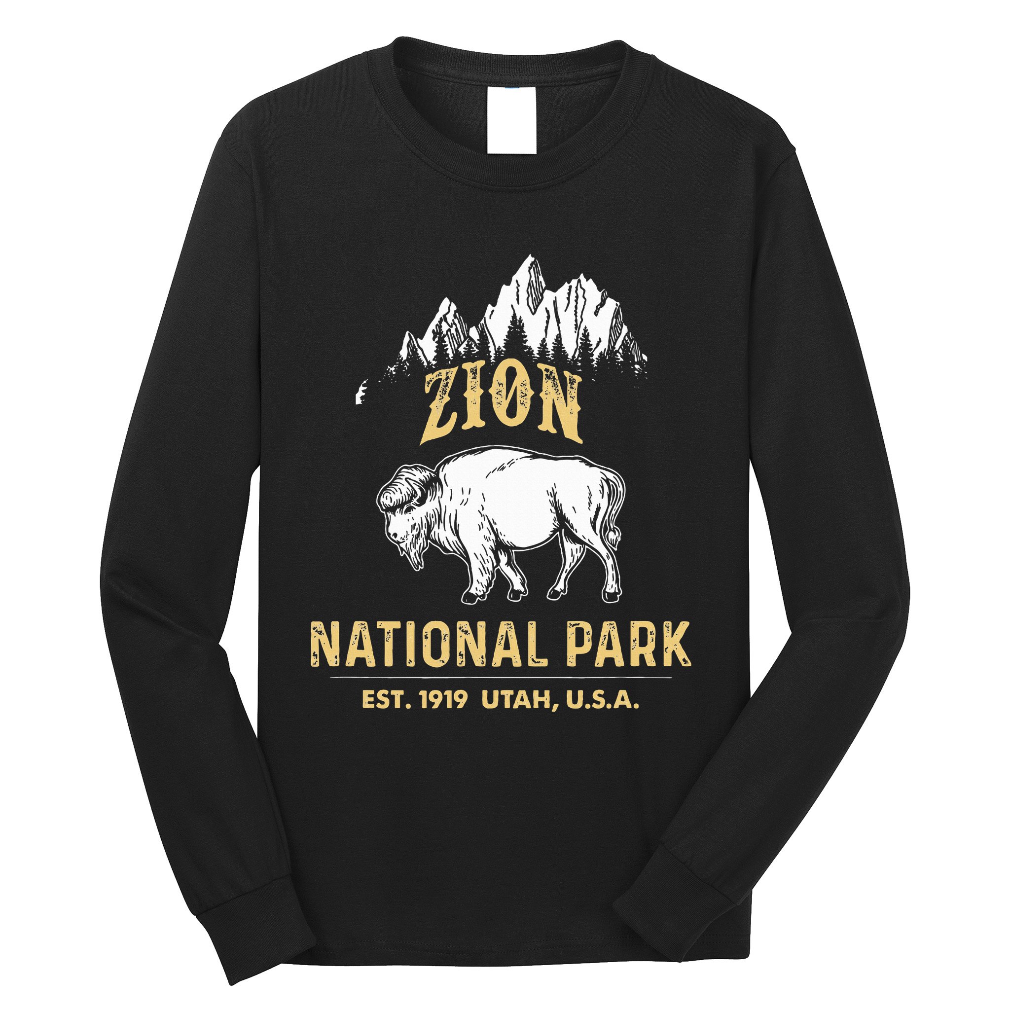Zion National Park Utah Usa Bison Buffalo Long Sleeve Shirt