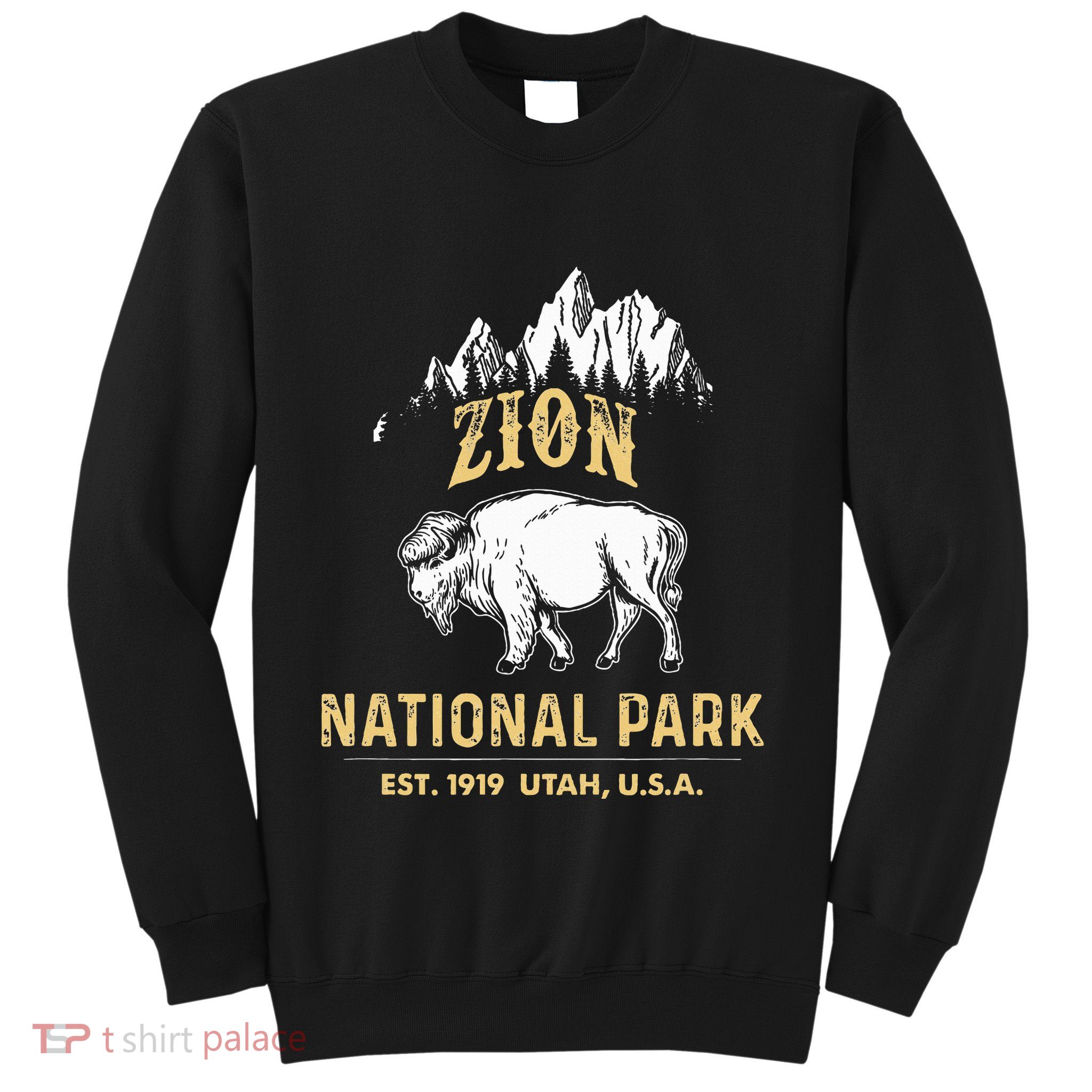 Zion National Park Utah Usa Bison Buffalo Sweatshirt