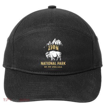 Zion National Park Utah Usa Bison Buffalo 7-Panel Snapback Hat